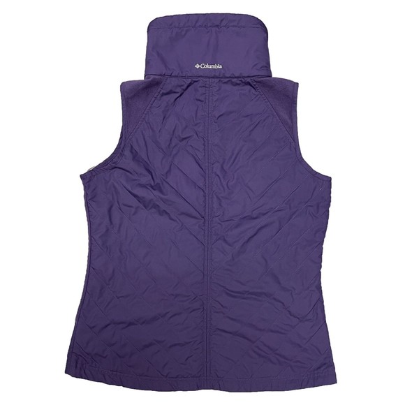 Columbia Vest Womens Medium Purple Fleece Quilted Full Zip Sleeveless Pockets - Picture 2 of 10